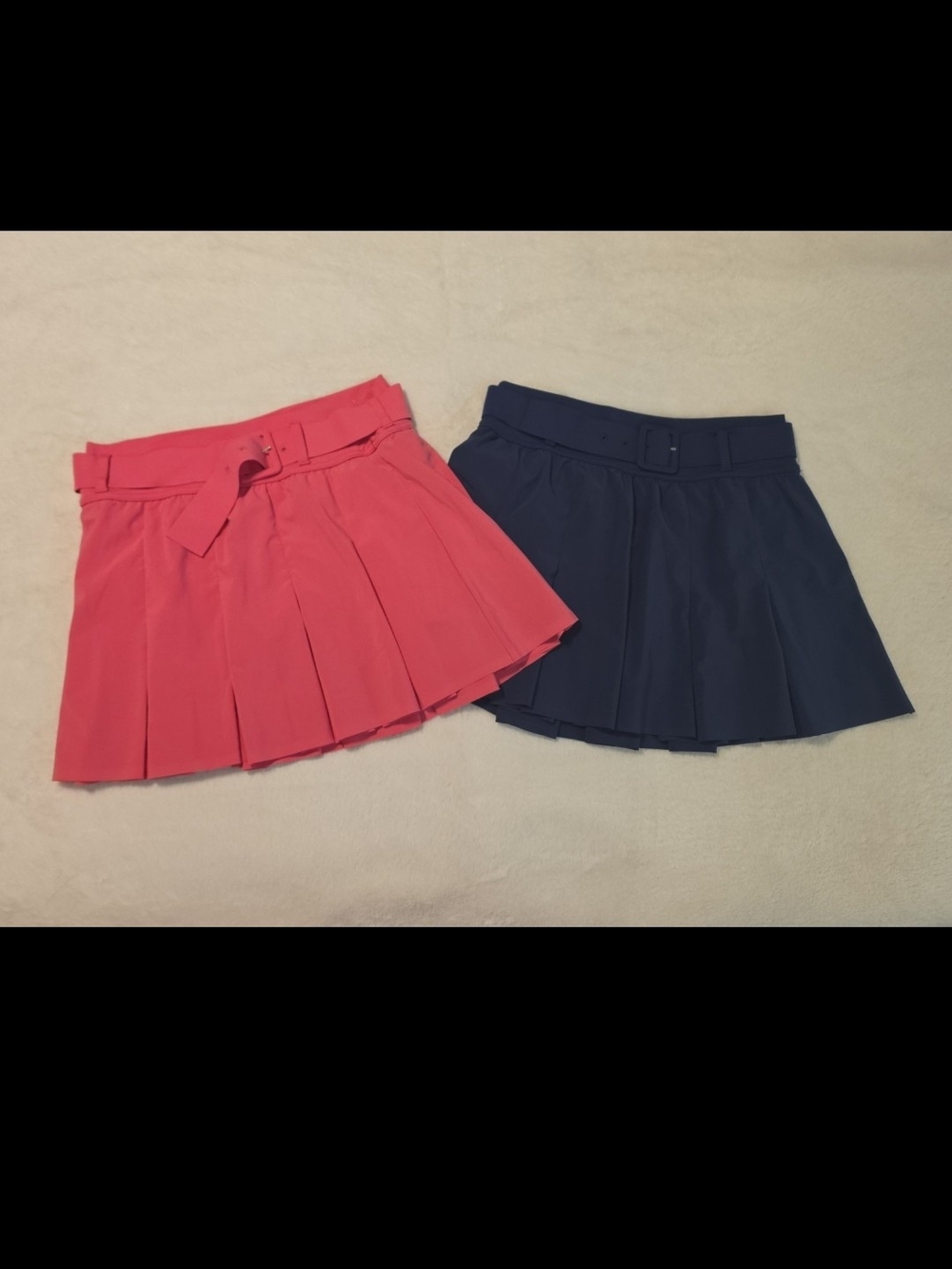 (2) OFFLINE by Aerie Real Good Small Belted Pleated Skorts Hot Pink and blue - Picture 3 of 12